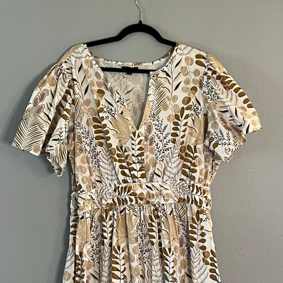 Meadow Rhodes Women’s Dress 3X Boho Fall Tiered Maxi Short Sleeve Cotton Cottage - Picture 1 of 5